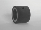 Feed roller with PU88D/graphite adjusting bush, type >G< with central fixing bolt and plane tread from PURGUM60A/black, 60° Shore A